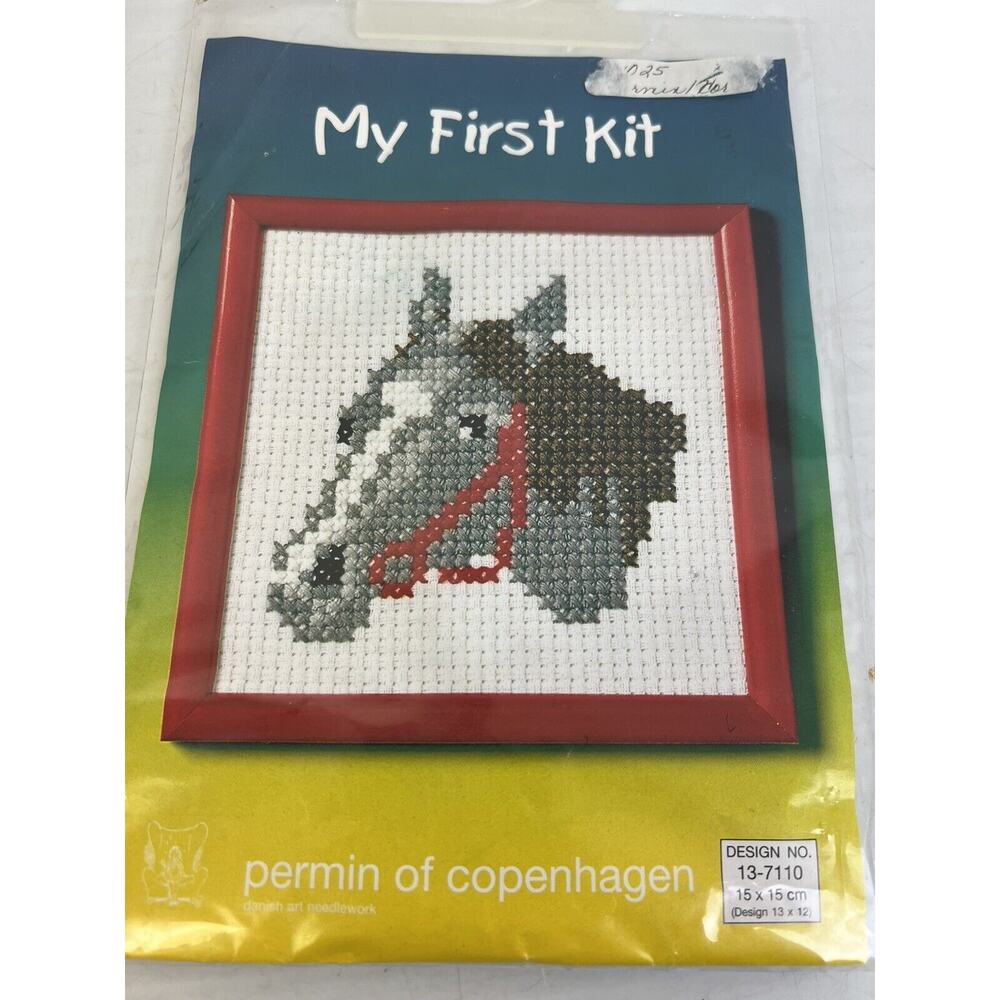 My First Kit Permin of Copenhagen Horse Cross Stitch 13 x 12 Danish Needlework